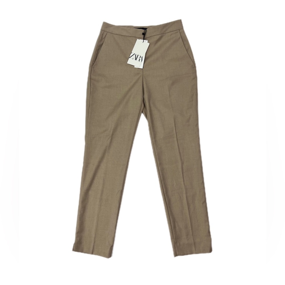 ZARA Woman’s Slacks Sz 2 Cropped Leg Kaki Pants Side Pockets Office Pants